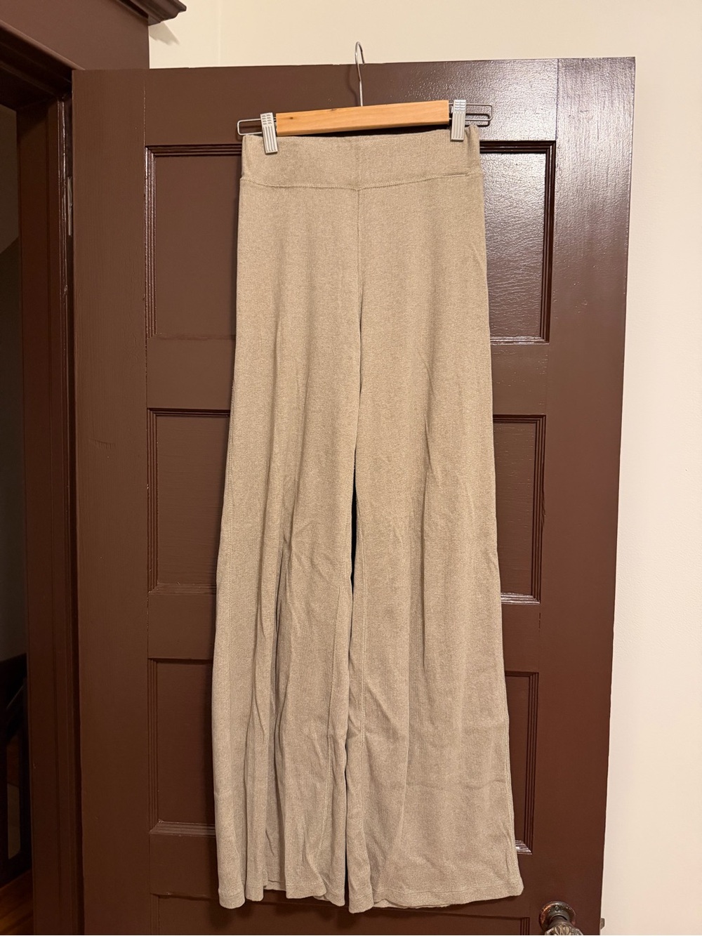 Buck Mason Beige Wide-Leg Knit Pants